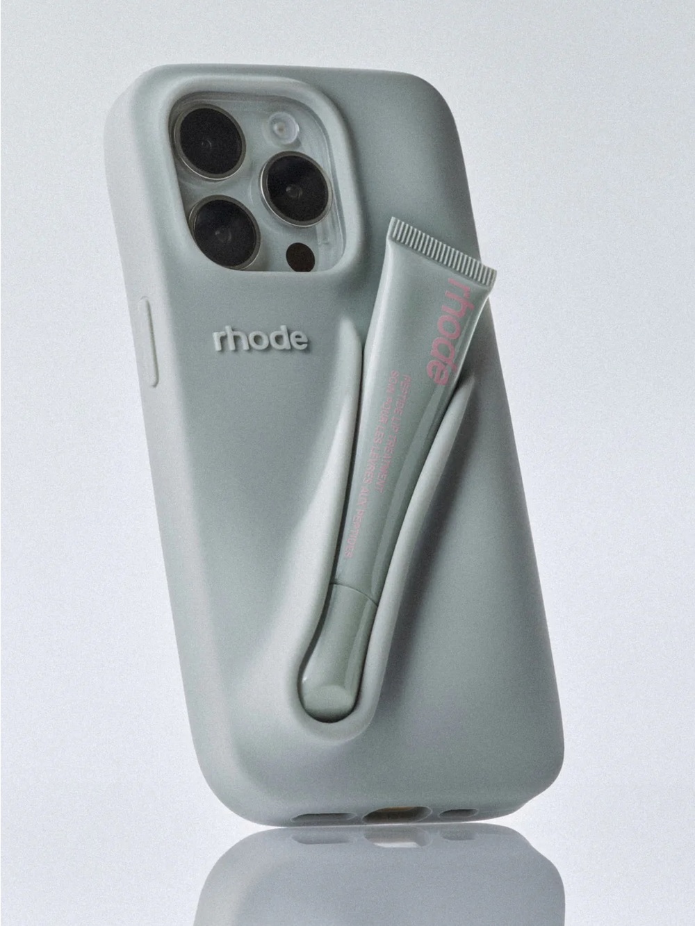 RHODE Gray Silicone Phone Case with Detachable Tube Accessory for iPhone 14 PRO